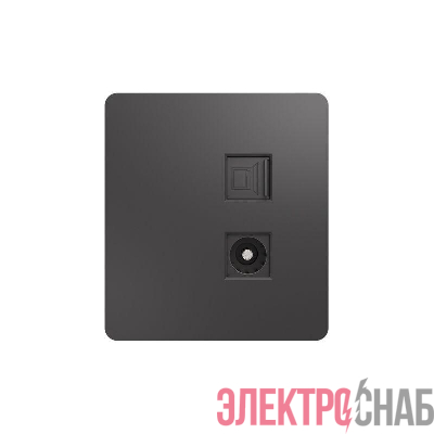Розетка компьютерная + телевизионная СП ROUND MIELE RJ45 кат6 + TV титан Kranz KR-78-0722-2