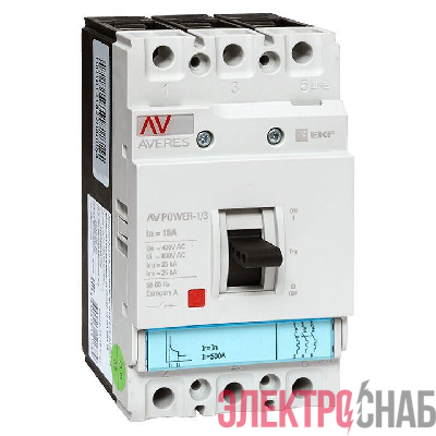 Выключатель автоматический 3п 16А 35кА AV POWER-1/3 TR AVERES EKF mccb-13-16-TR-av