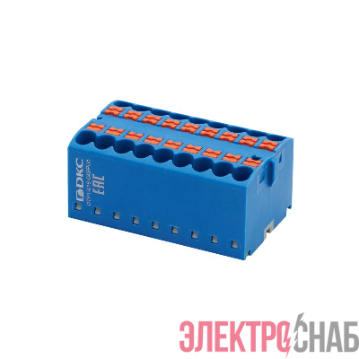 Блок распределительный зажим push-in 18 точек подключения 25кв.мм син. DKC DTP1-018-04SPUB