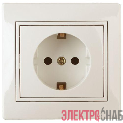 Розетка 1-м СП Plano 1-202-02 16А IP20 250В 2P+E Schuko сл. кость Intro Б0053876