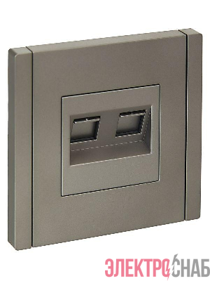 Розетка компьютерная 2-м RJ45 кат.6 FORTE&PIANO FP534 сталь IEK FP-K20-2-K46