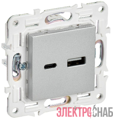 Розетка USB A+A 3.1А SKANDY SK-R15S серебр. IEK SK-U21-D31-K23