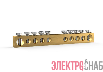 Шина PEN "земля-ноль" 6х9мм 10 отвер. латунь TOKOV ELECTRIC TKE-BCB-69-10-N/PEN