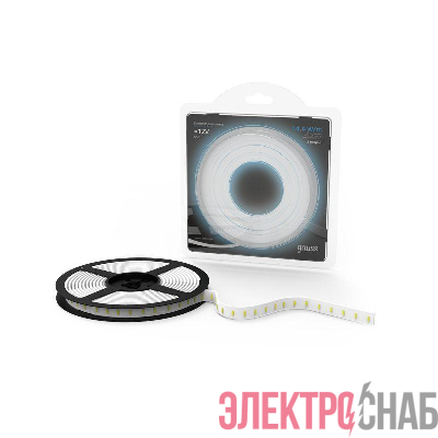 Лента светодиодная Black 5050/60-SMD 14.4Вт/м 6500К холод. бел. IP20 660лм/м 12В (блист.5м) GAUSS 312000314