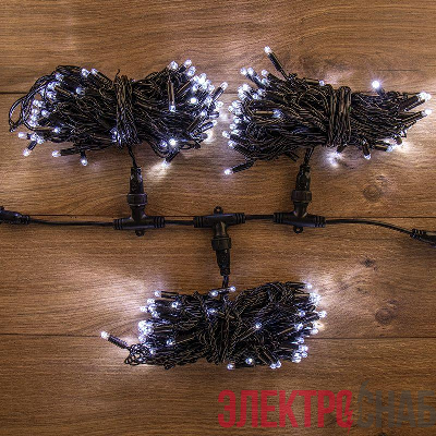 Гирлянда светодиодная "LED ClipLight" 3 нити х10м 198LED бел. 18Вт 24В IP65 трансф. в компл. провод ПВХ черн. Neon-Night 323-315