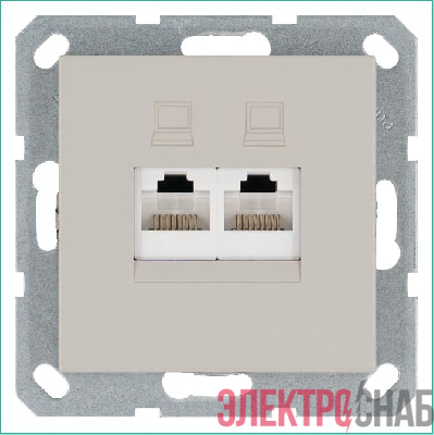 Розетка компьютерная 2-м RJ45 IP20 кат. 6 механизм тауп Jasmart G6108T