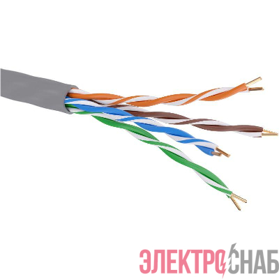 Кабель витая пара неэкранир. U/UTP кат.5E 4 пары нг(А)-LS цвет внешн. оболочки сер. (уп.305м) (кор.) DKC RN5EUUK02GY