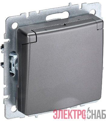 Розетка BRITE РСбш10-3-44-БрС 16А IP44 с заземл. защ. шторки с крышкой механизм сталь IEK BR-R16-16-44-K46