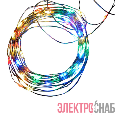 Гирлянда светодиодная ULD-S0500-050/SCB/2AA MULTI IP20 DEW на батарейках 2AA (не в/к) "Роса" 5м с контроллером50 светодиодов разноцвет провод медн. Uniel UL-00005266