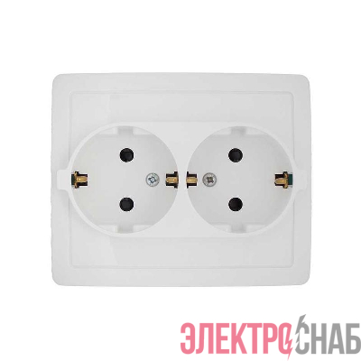 Розетка 2-м СП Simon15 16А IP20 250В с заземл. Schuko защ. шторки винт. клеммы бел. Simon 1590451-030