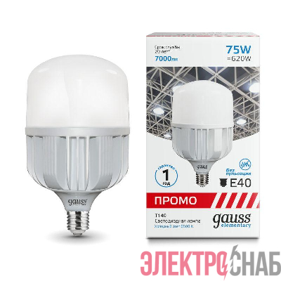 Лампа светодиодная Elementary 75Вт T140 цилиндр 6500К холод. бел. E27 7000лм Promo GAUSS 60438