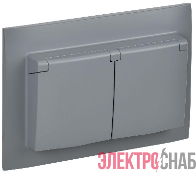 Розетка 2-м SKANDY 16А IP44 с крышкой в сборе SK-R12Gr сер. IEK SK-R26-16-44-K03-F