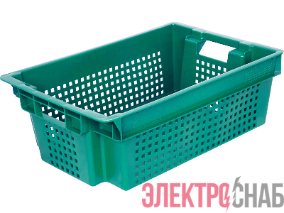 Ящик 600х400х200 1,5кг. дно сплошное, стенки перфорированные  зелёный 102-1 102-1