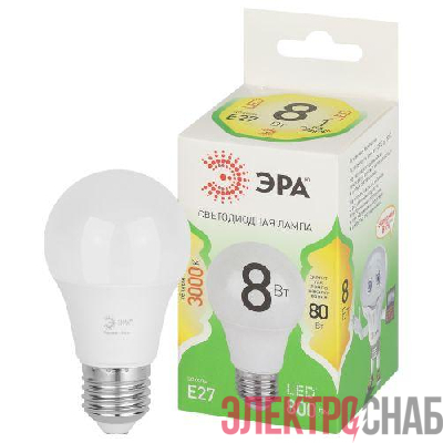 Лампа светодиодная GREEN LINE A60-8W-830-E27 GL 8Вт 3000К свет тепл. E27 Эра Б0067105