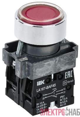 Кнопка LA167-BAF45 d22мм 1НО+1НЗ красн. KARAT IEK BBT20-BAF45-3-22-67-K04