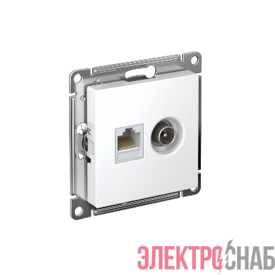 Розетка компьютерная + телевизионная 2-м СП AtlasDesign RJ45 кат.5E + TV механизм бел. SE ATN000189
