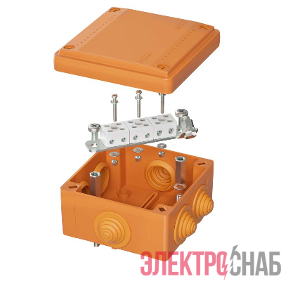 Коробка ответвительная FS 100х100х50мм IP55 6п 450В 6А 4кв.мм с кабельными вводами и клеммниками пластик. DKC FSB11604