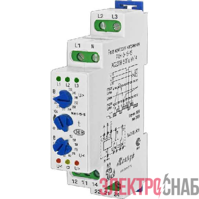 Реле контроля напряжения 3ф РКН-3-25-15 АС230В/AC400В УХЛ4 Меандр A8302-16934089