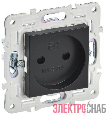 Розетка SKANDY 10А без заземл. защ. шторки SK-R01Bl черн. IEK SK-R13-10-K02