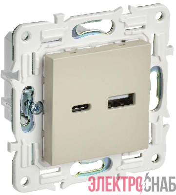 Розетка USB A+C 3.1А SKANDY SK-R14B беж. IEK SK-U22-D31-K10