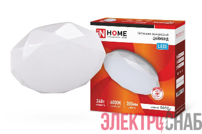 Светильник светодиодный DECO ДАЙМОНД 24Вт 4000К 2160лм 230В 330х55мм IN HOME 4690612033679