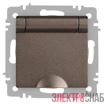 Розетка 1-м СП Accent 6-203-08 16А IP20 250В 2P+E Schuko с крышкой AL/CU Accent бронза Intro Б0063436