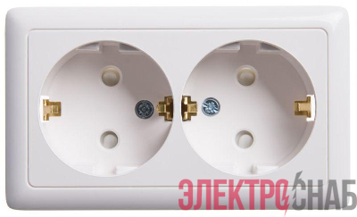 Розетка 2-м ОП Хит 16А IP20 с заземл. защ. шторки бел. SE RA16-239-B