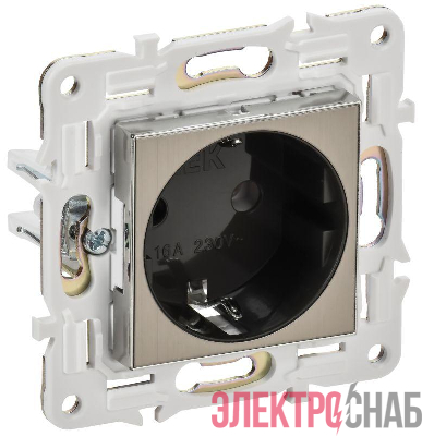Розетка SKANDY 16А с заземл. без защ. шторок SK-R05N никель IEK SK-R11-16-K50