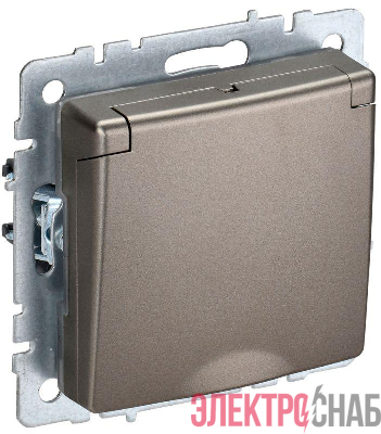 Розетка BRITE РСбш10-3-44-БрШ 16А IP44 с заземл. защ. шторки с крышкой механизм шампань IEK BR-R16-16-44-K37