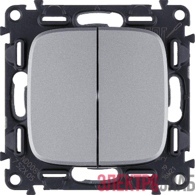 Выключатель 2-кл. СП Valena Allure 10А IP20 250В с лицев. панелью безвинтов. зажимы механизм алюм. Leg 752905