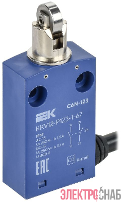Выключатель концевой C6N-123 верт. толк. с наж. рол. IP67 IEK KKV12-P123-1-67