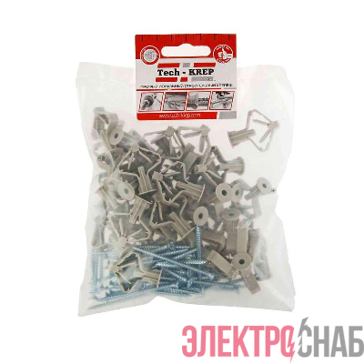 Дюбель для гипсокартона &quot;бабочка&quot; 10х50 с сам. 4х60 (пакет) (уп.40шт) Tech-Krep/Zitar 126702