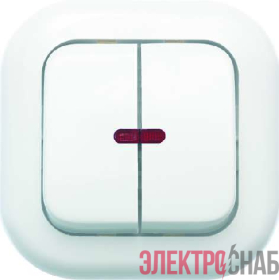 Выключатель 2-кл. СП Валентина 10А IP20 С56-175 с индикацией бел. Кунцево 7649