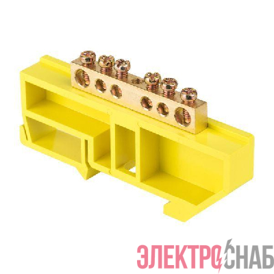 Шина нулевая N 6х9 6 отверстий желт. изолятор на DIN-рейку латунь PROxima EKF sn0-63-06-dz