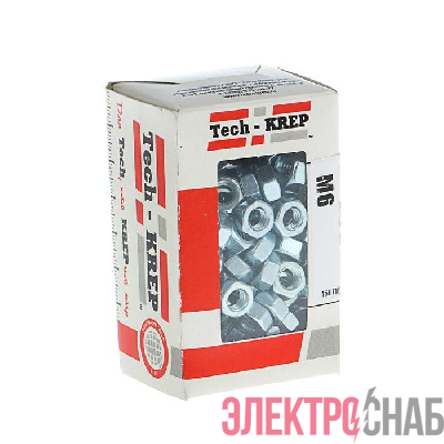Гайка шестигранная DIN934 М6 оцинк. (уп.200шт) Tech-Krep/Zitar 105247