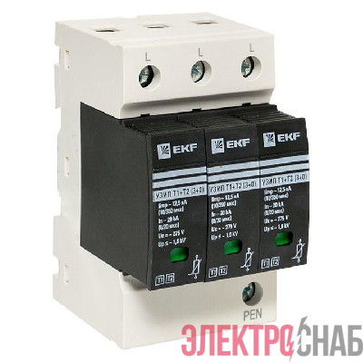 Устройство защиты от импульсных перенапряжений Т1+Т2; Iimp-12.5kA; In-20kA; Uc-275В; 3+0 PROxima EKF OV12-3-503
