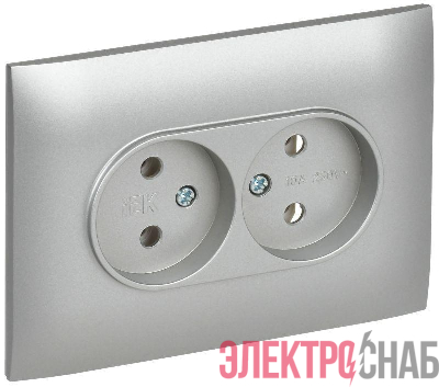 Розетка 2-м SKANDY 10А без заземл. без защ. шторок в сборе SK-R10S серебр. IEK SK-R20-10-K23-F