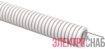 Труба гофрированная ПВХ d32мм с протяжкой бел. (уп.25м) ELASTA IEK ET-TG21-121-032-025-K01