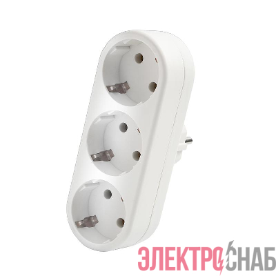 Разветвитель 3-м плоский с заземл. 16А 3500Вт 250В бел. DОМТОК 2656