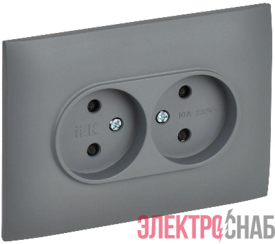 Розетка 2-м SKANDY 10А без заземл. защ. шторки в сборе SK-R09Gr сер. IEK SK-R23-10-K03-F