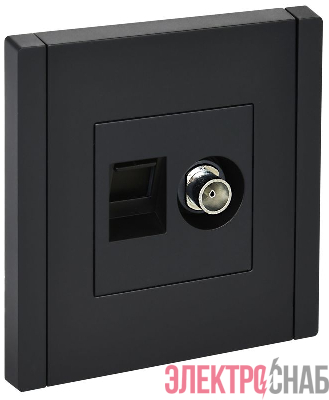 Розетка 2-м TV+RJ45 кат.6 FORTE&PIANO FP137 черн. IEK FP-AK20-2-K02