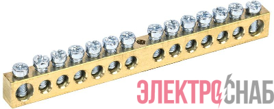 Шина PEN "земля-ноль" 8х12мм 14/1 (14групп/крепеж по центру) IEK YNN20-14-100