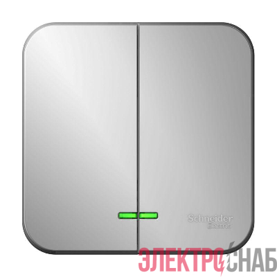 Выключатель 2-кл. ОП Blanca 10А IP20 (сх. 5) 250В с подсветкой с изолир. пластиной алюм. SE BLNVA105113