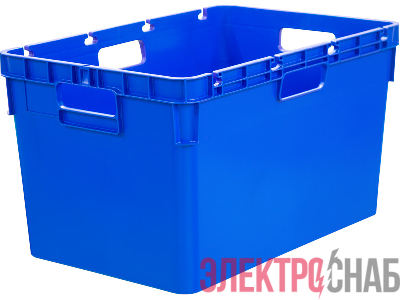 Ящик 600x400x340 сплошной, стенки с отверстиями для пакетов  синий 4-6434-1 4-6434-1