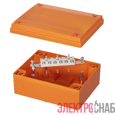 Коробка ответвительная FS 240х190х90хмм 6р 450В 20А 10кв.мм нерж. контакт с гладкими стенками и клеммн. IP56 пластик. DKC FSK40610