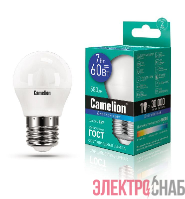 Лампа светодиодная LED7-G45/865/E27 7Вт 220В Camelion 12647