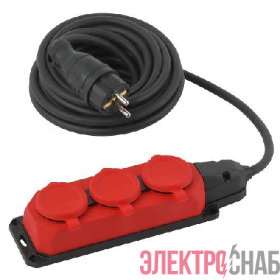 Удлинитель 3х5м с заземл. IP44 КГ 3х1.5 каучук UK-3e-3x1.5-5m-IP44(KG) Эра Б0057579