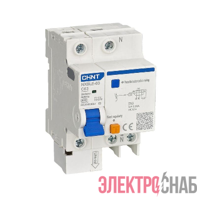 Выключатель автоматический дифференциального тока 2п (1P+N) C 16А 30мА тип AC 6кА NXBLE-63 (R) CHINT 819932