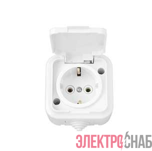 Розетка 1-м ОП 16А IP54 с заземл. с крышкой бел. Bylectrica РА16-297