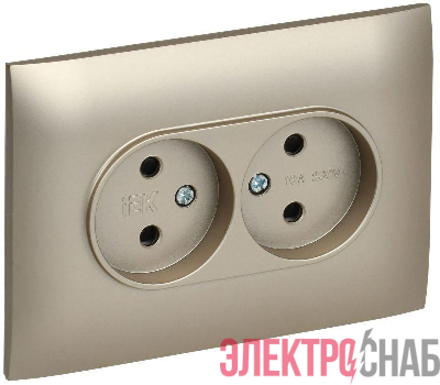 Розетка 2-м SKANDY 10А без заземл. защ. шторки в сборе SK-R09Sh шампань IEK SK-R23-10-K37-F